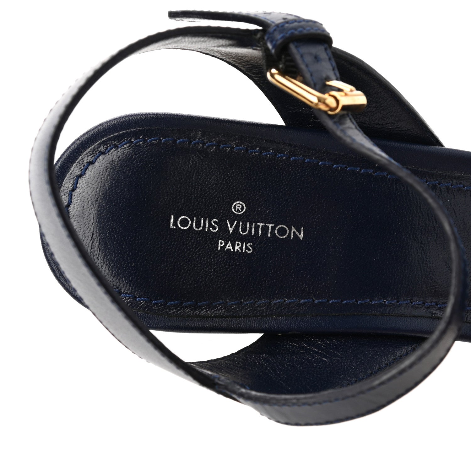 Louis Vuitton Calfskin Canvas Monogram Sail Away Wedge Sandal 38 Marine 8 of 10