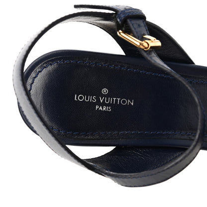 Louis Vuitton Calfskin Canvas Monogram Sail Away Wedge Sandal 38 Marine 8 of 10
