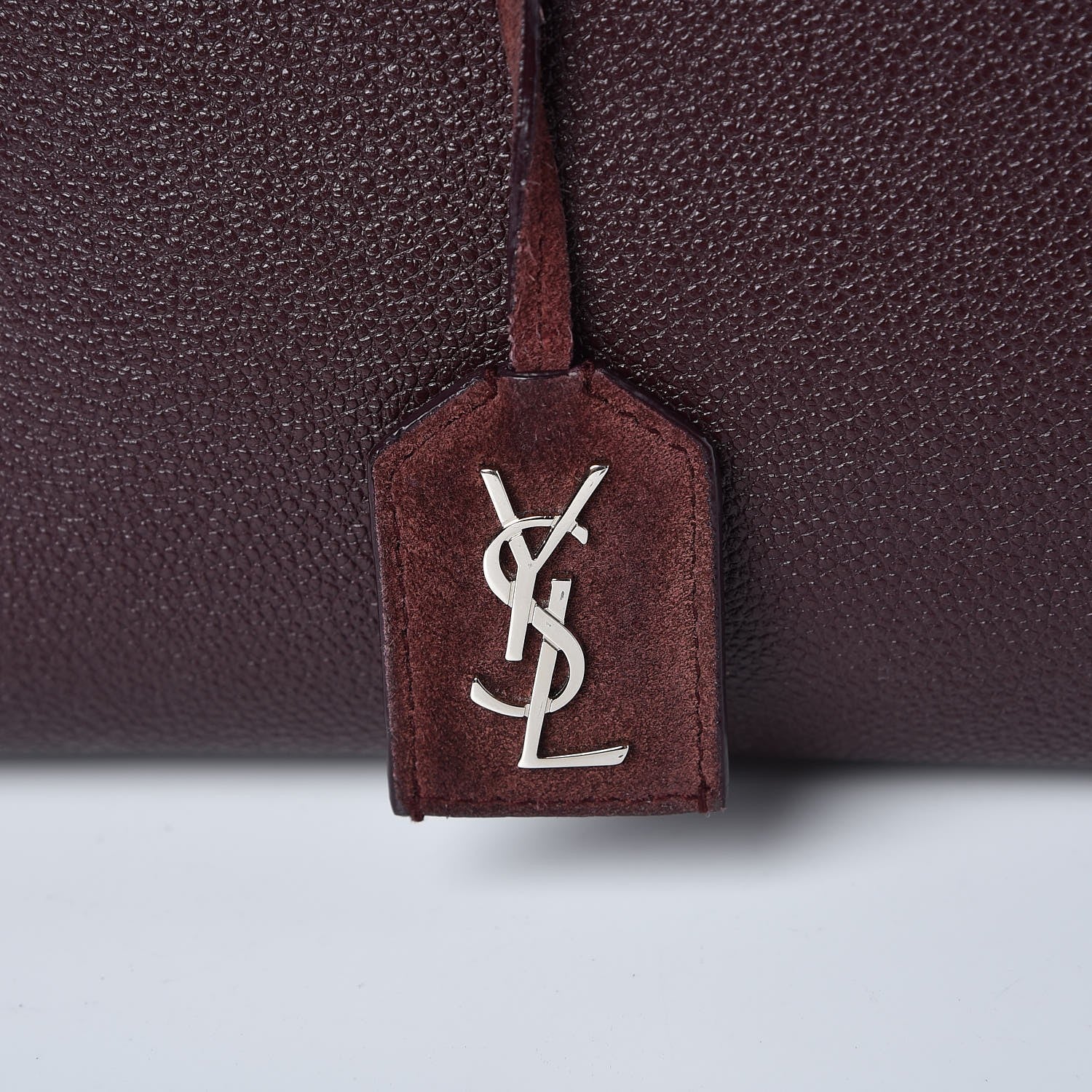 Saint Laurent Grained Calfskin Suede Medium Cabas Rive Gauche Amaranto 14 of 18