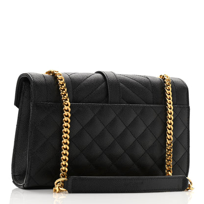 Saint Laurent Grain De Poudre Textured Mixed Matelasse Triquilt Small Monogram Satchel Black 3 of 11