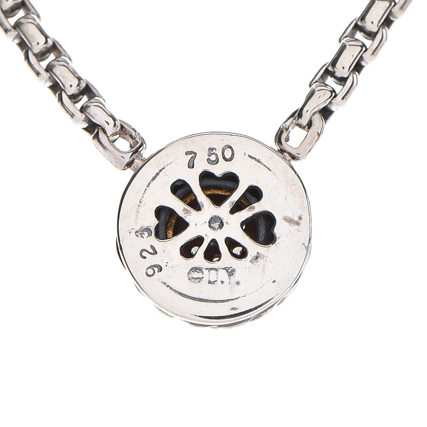 David Yurman Sterling Silver 18K Yellow Gold Diamond 12mm Pave Cookie Necklace 5 of 5