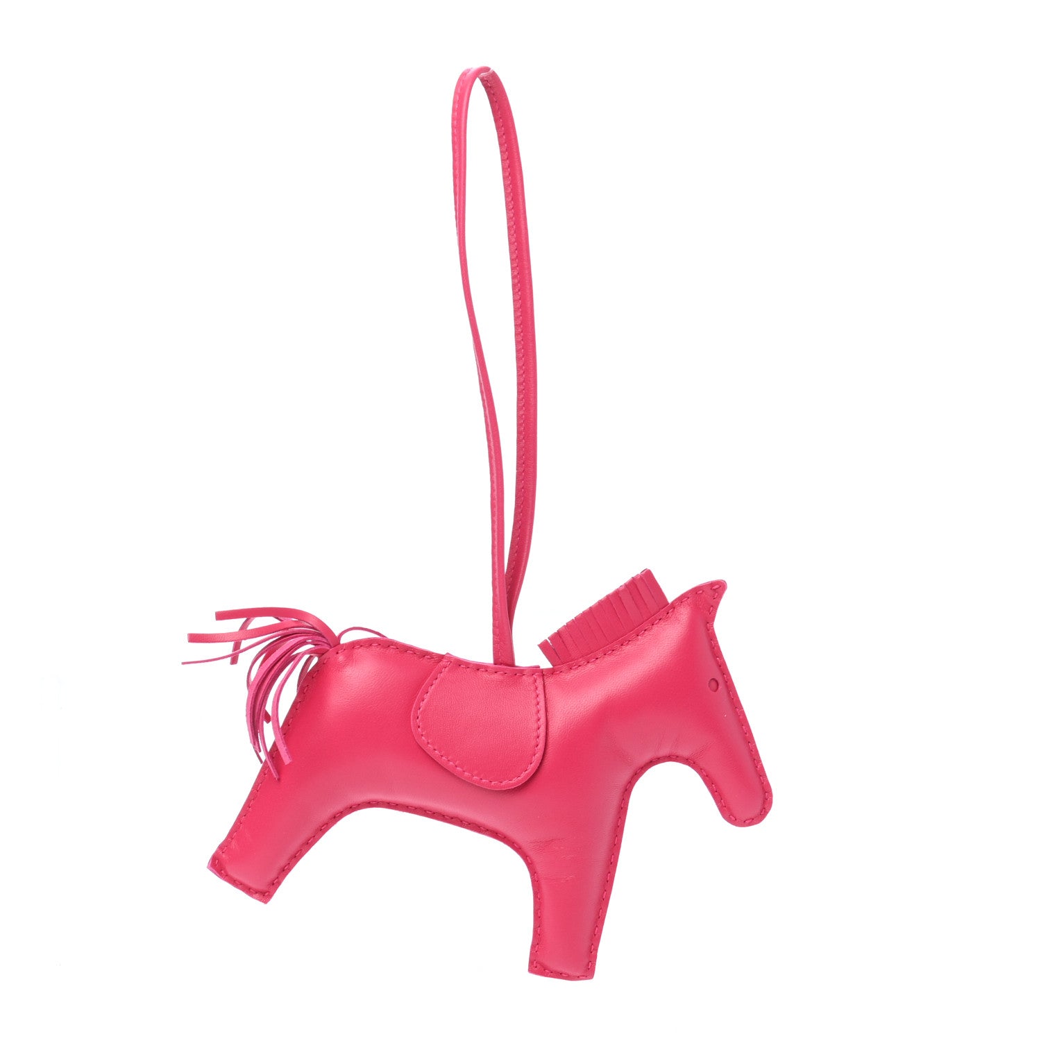 Hermes Milo Lambskin Grigri Rodeo Horse Bag Charm GM Rose Mexico 1 of 4