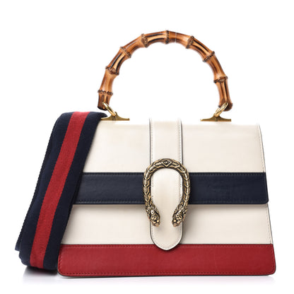 Gucci Calfskin Bamboo Web Medium Dionysus Top Handle Bag White Blue Hibiscus Red 1 of 14