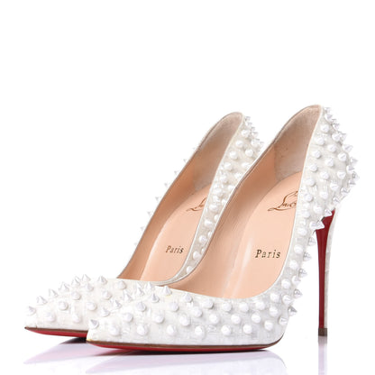 Christian Louboutin Patent Follies Spikes 100 Pumps 39 White 3 of 9