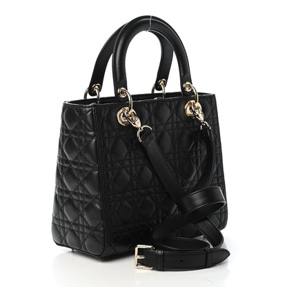 Christian Dior Lambskin Cannage Medium Lady Dior Black 2 of 4