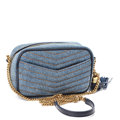 Saint Laurent Denim Matelasse Monogram Mini Lou Camera Bag California Blue 2 of 9
