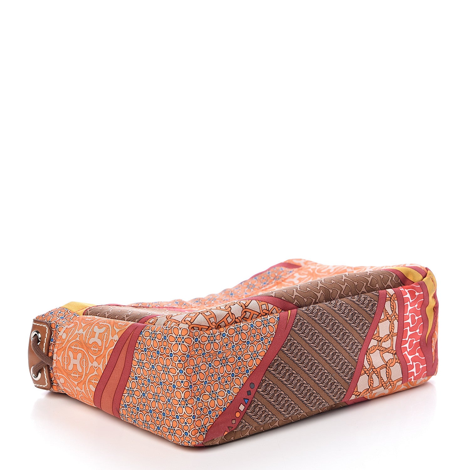 Hermes Silk Barenia Carre en Cravates Fourbi 20 PM Pouch Flamingo Pink Deer Brown 4 of 10