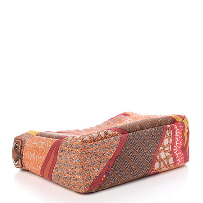 Hermes Silk Barenia Carre en Cravates Fourbi 20 PM Pouch Flamingo Pink Deer Brown 4 of 10