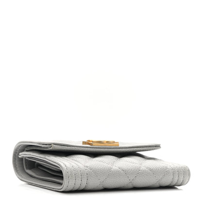 Chanel Caviar Quilted Compact Boy Flap Wallet Grey 4 of 7