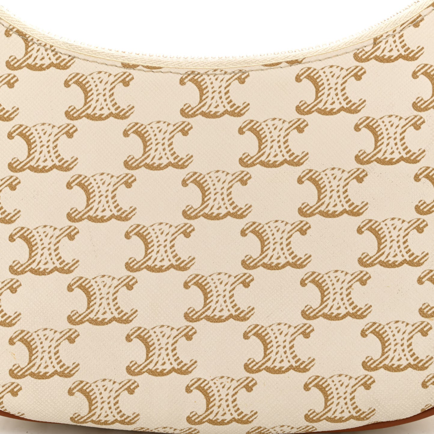 Canvas Calfskin Ava Triomphe Shoulder Bag White