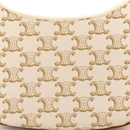 Celine Canvas Calfskin Ava Triomphe Shoulder Bag White 9 of 15
