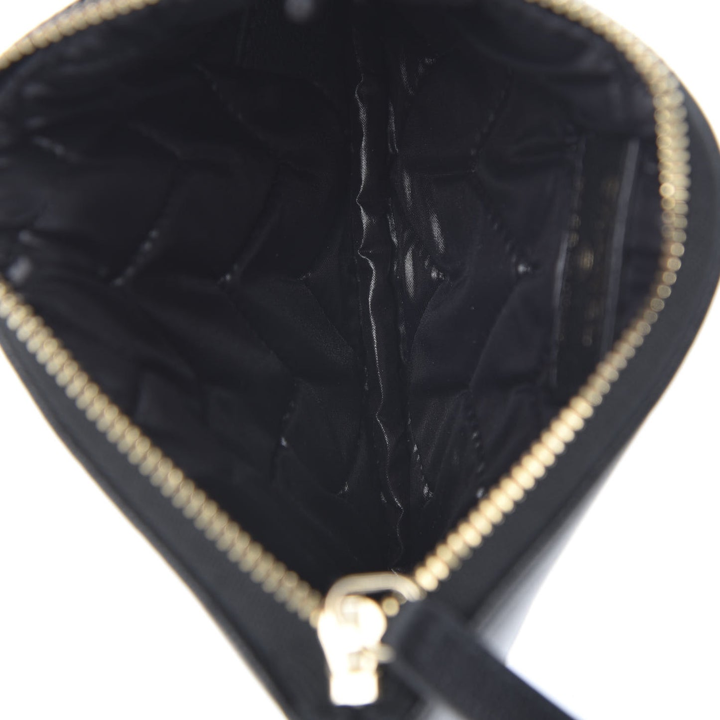 Sheepskin Chevron Quilted Small Vintage Mademoiselle Cosmetic Case Black