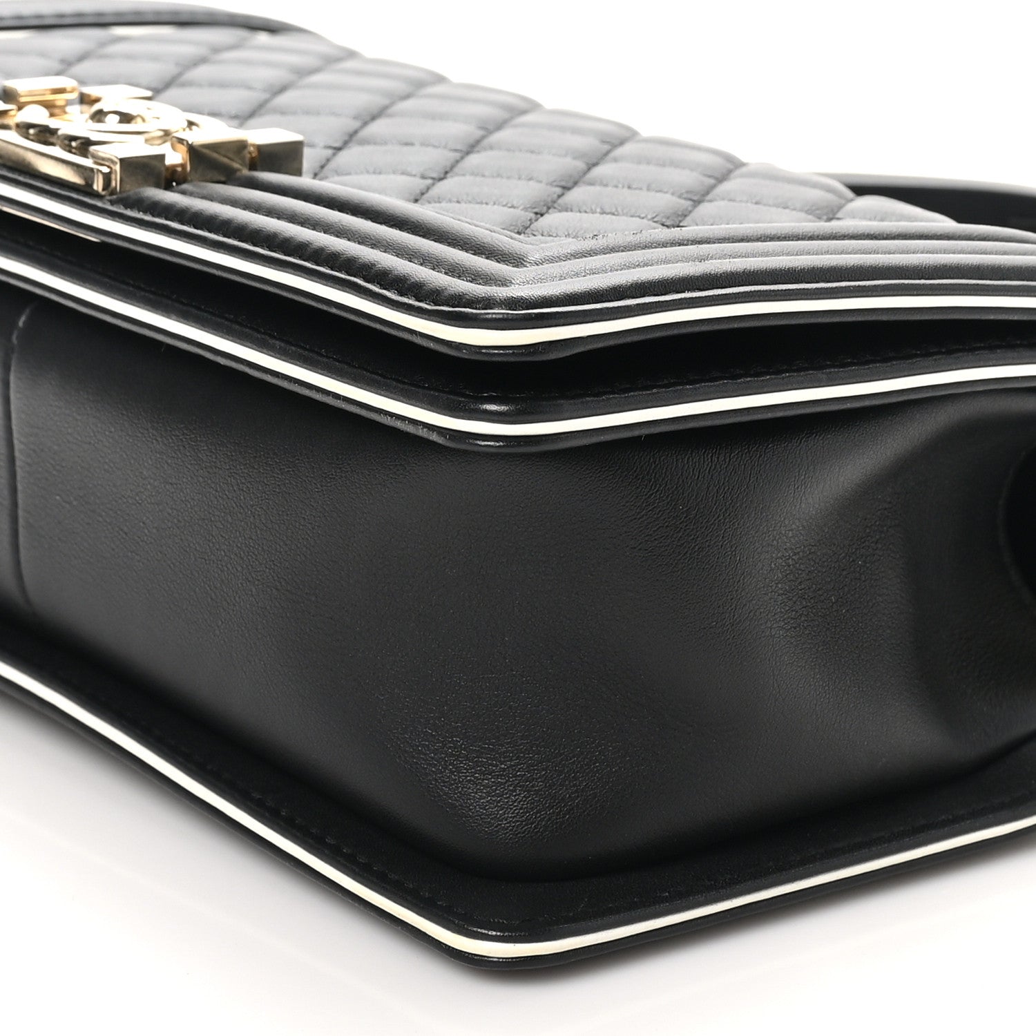 Chanel Calfskin Quilted Medium Boy Top Handle Flap Black 10 of 10