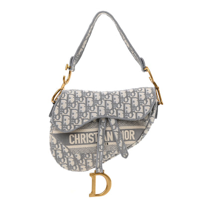Christian Dior Oblique Embroidered Saddle Bag Gray 1 of 8