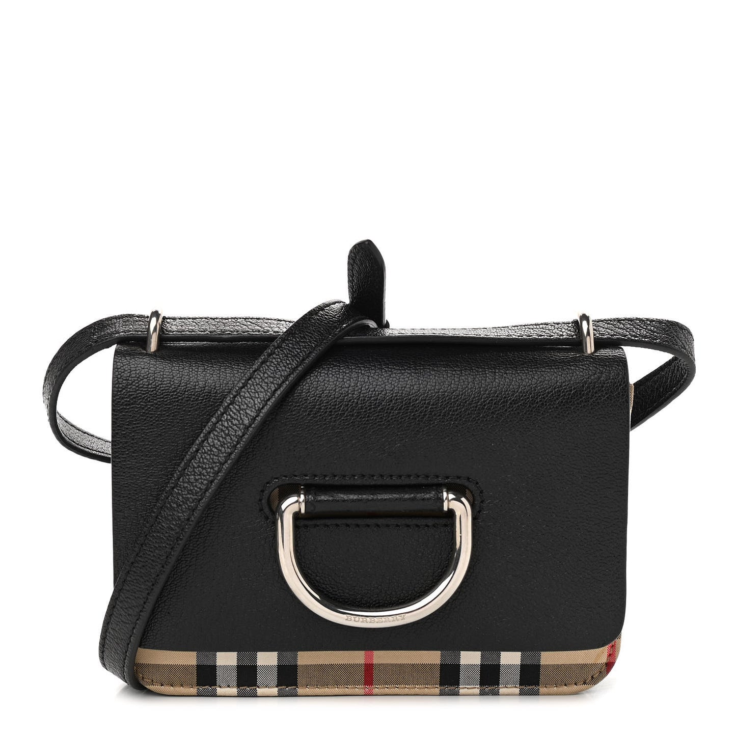 Goatskin Vintage Check Mini D-Ring Bag Black