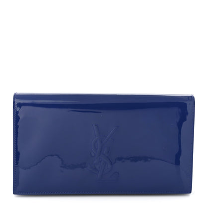 Saint Laurent Patent Calfskin Monogram Large Belle De Jour Clutch Royal Blue 1 of 8
