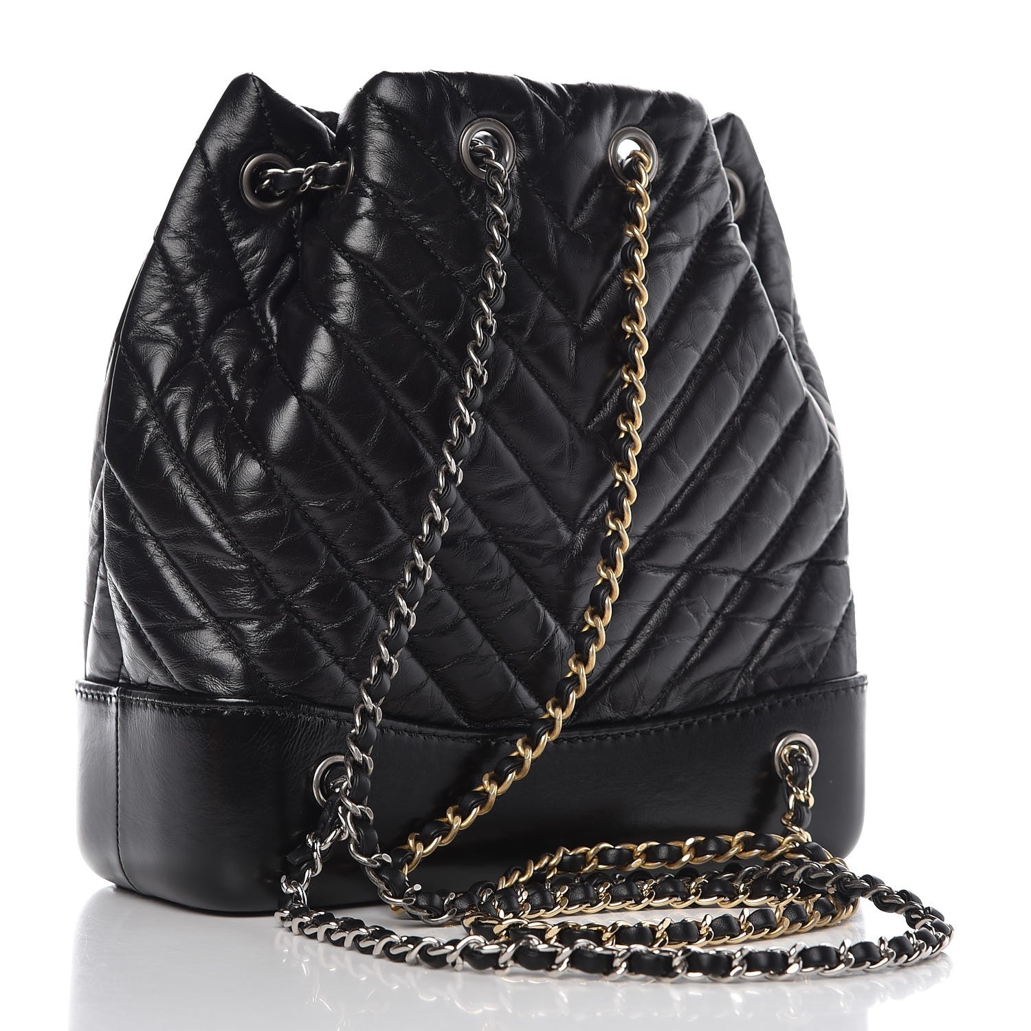 Chanel Aged Calfskin Chevron Quilted Small Gabrielle Backpack Black 3 of 7