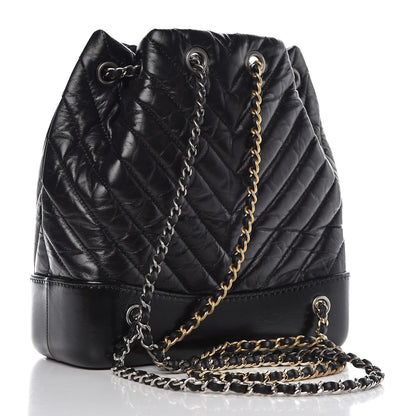 Chanel Aged Calfskin Chevron Quilted Small Gabrielle Backpack Black 3 of 7