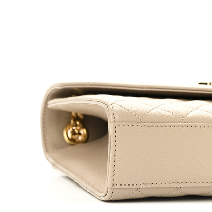 Saint Laurent Grain De Poudre Textured Mixed Matelasse Medium Triquilt Monogram Satchel Dark Beige 8 of 9