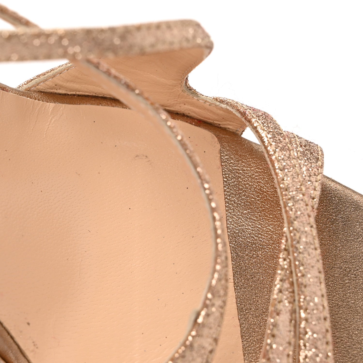 Christian Louboutin Kid Leather Mini Glitter Audrey 100 Sandals 37 Gold 9 of 10