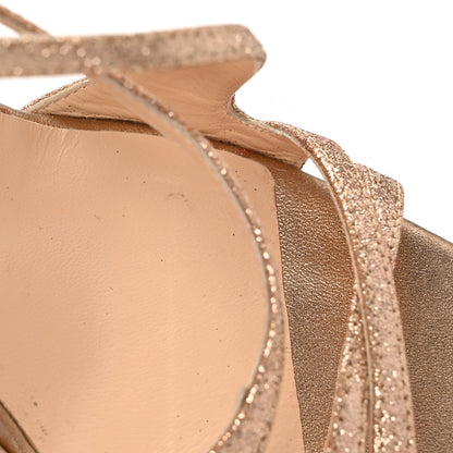 Christian Louboutin Kid Leather Mini Glitter Audrey 100 Sandals 37 Gold 9 of 10