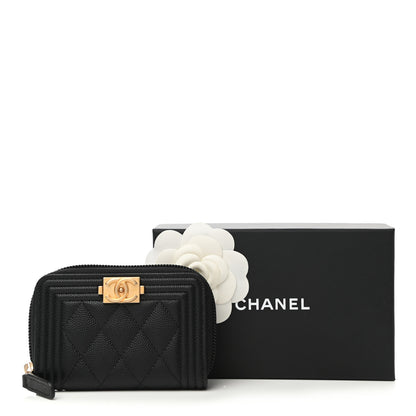 Chanel Caviar Quilted Boy Zip Around Coin Purse Wallet Black 9 of 9