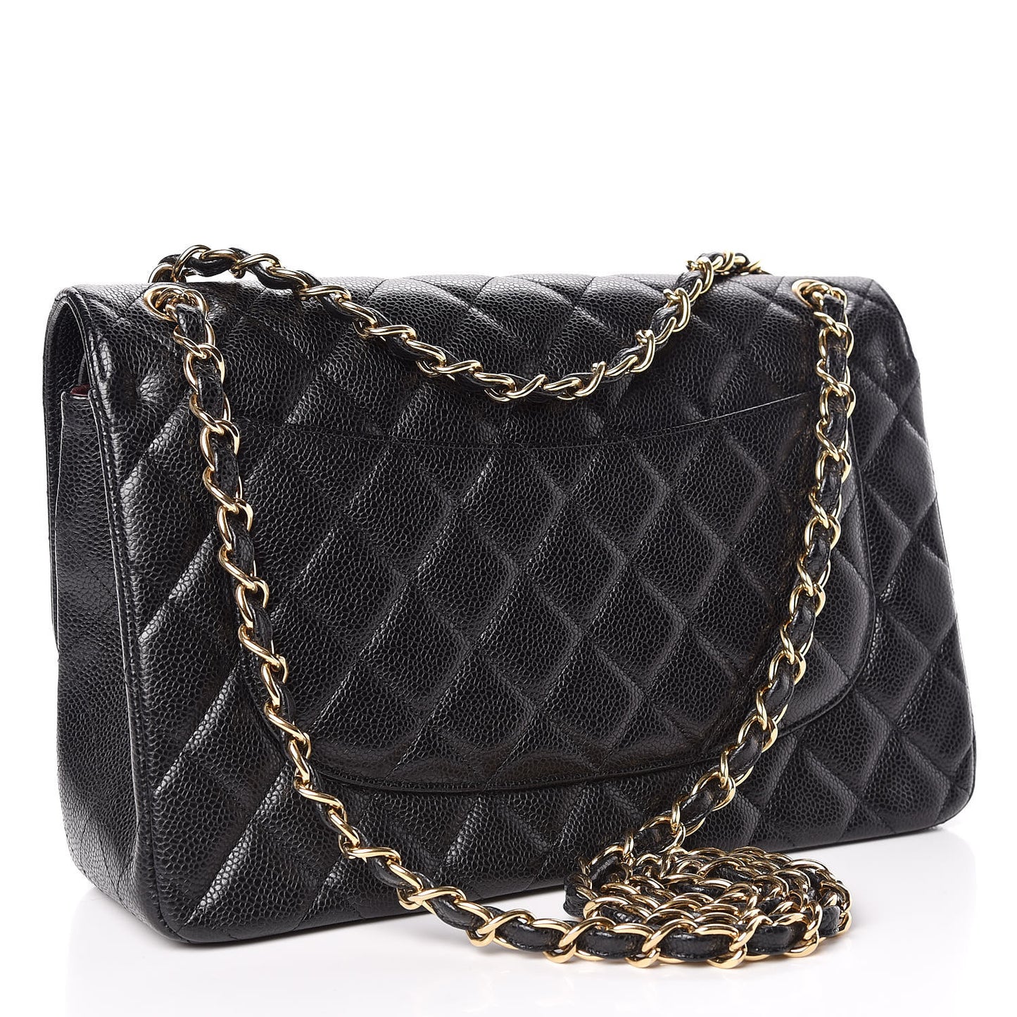 Caviar Quilted Jumbo Double Flap Black