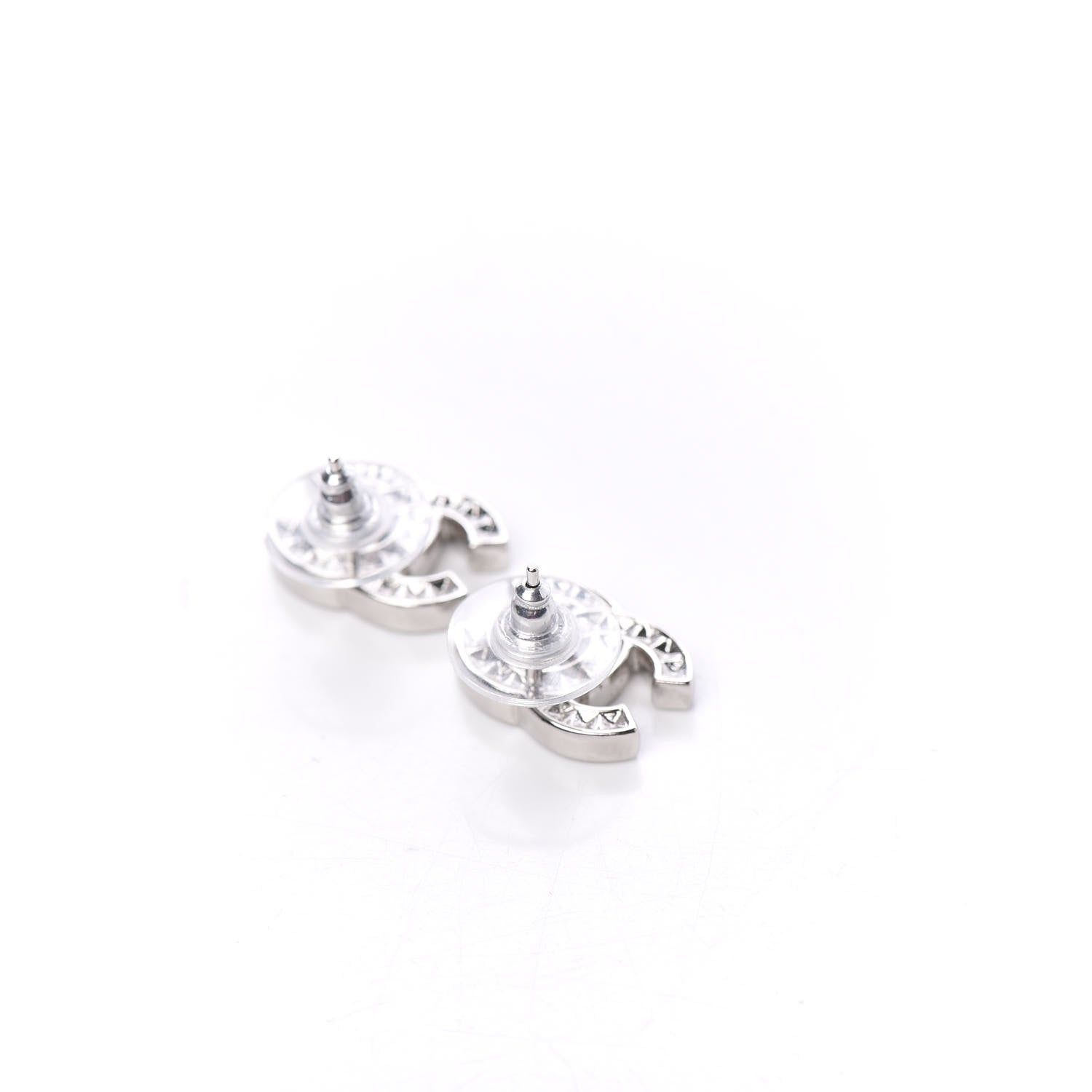 Chanel Baguette Crystal CC Earrings Silver 4 of 5