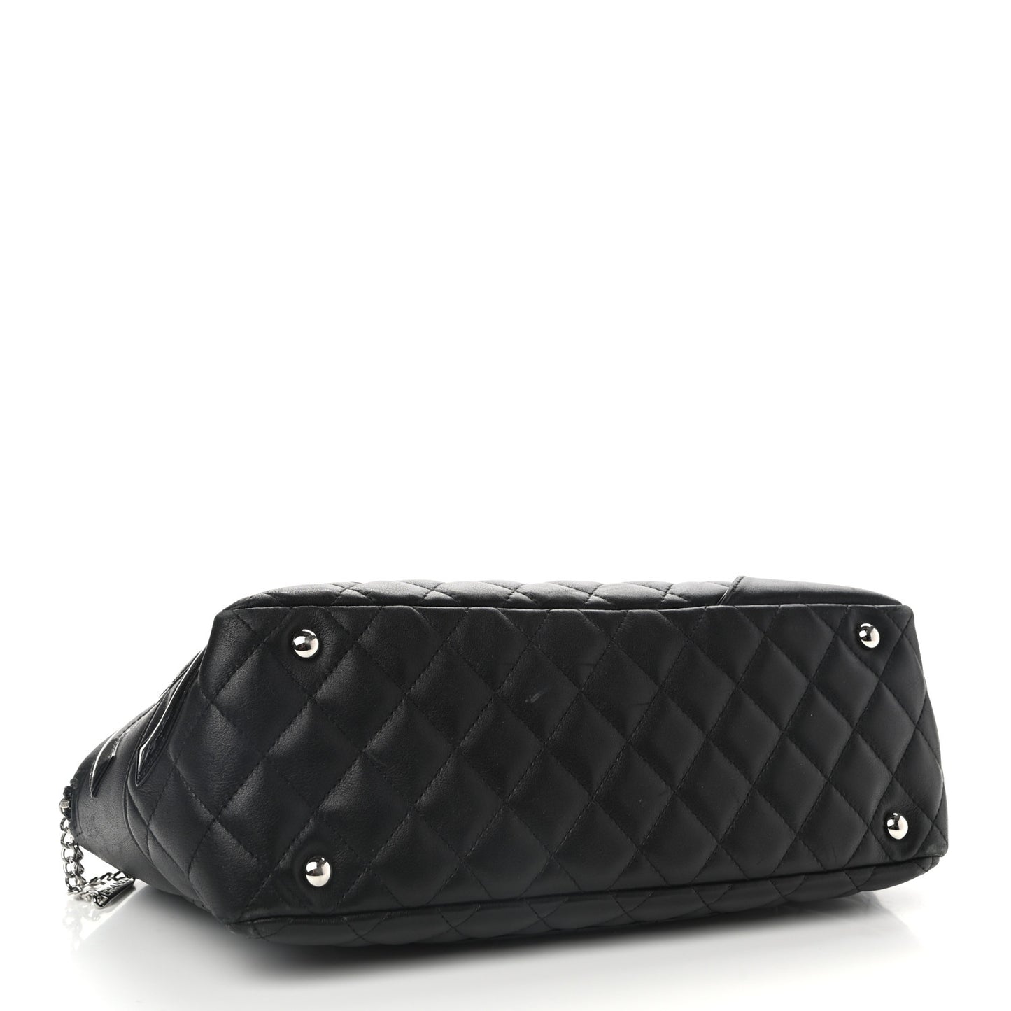 Calfskin Quilted Large Cambon Bowler Black White