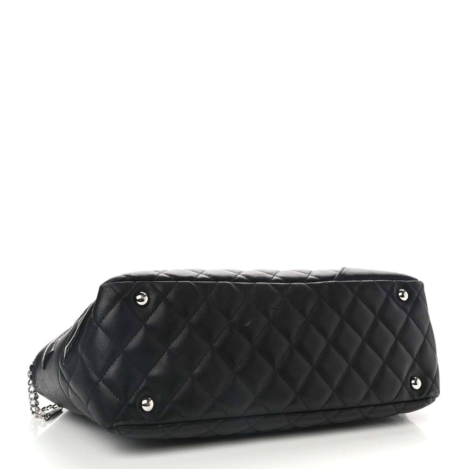 Chanel Calfskin Quilted Large Cambon Bowler Black White 4 of 11