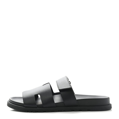 Hermes Calfskin Mens Chypre Sandals 43 Black 1 of 8