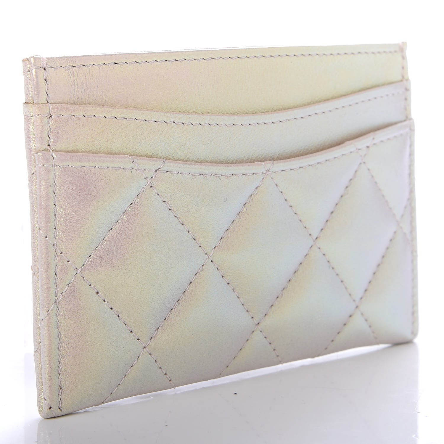 Chanel Iridescent Lambskin Quilted Card Holder Ivory 3 of 9