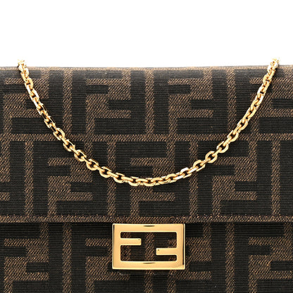 Fendi Fabric Jacquard FF 1974 Wallet On Chain Tobacco Moro 7 of 10