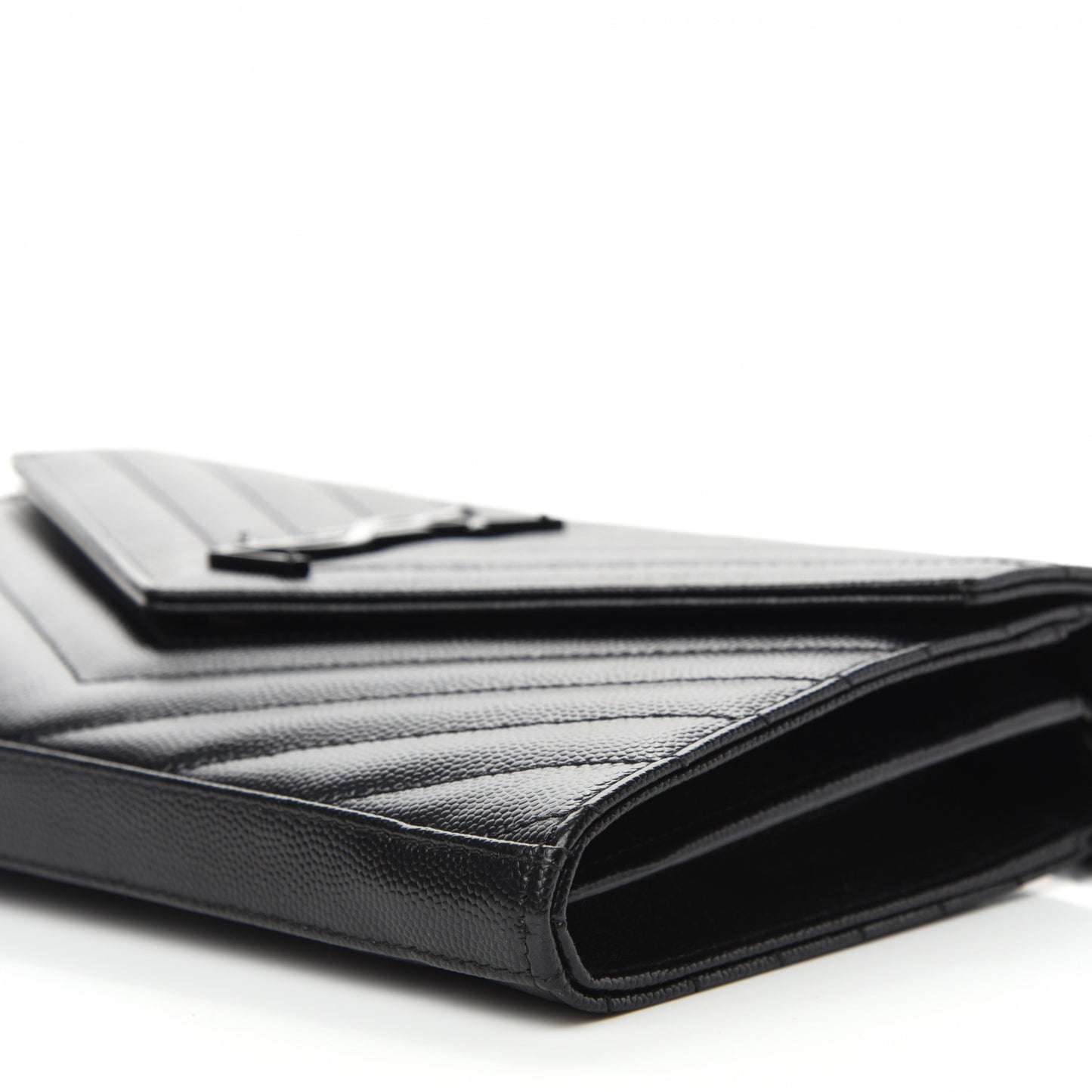 Grain De Poudre Matelasse Chevron Monogram Chain Wallet Black