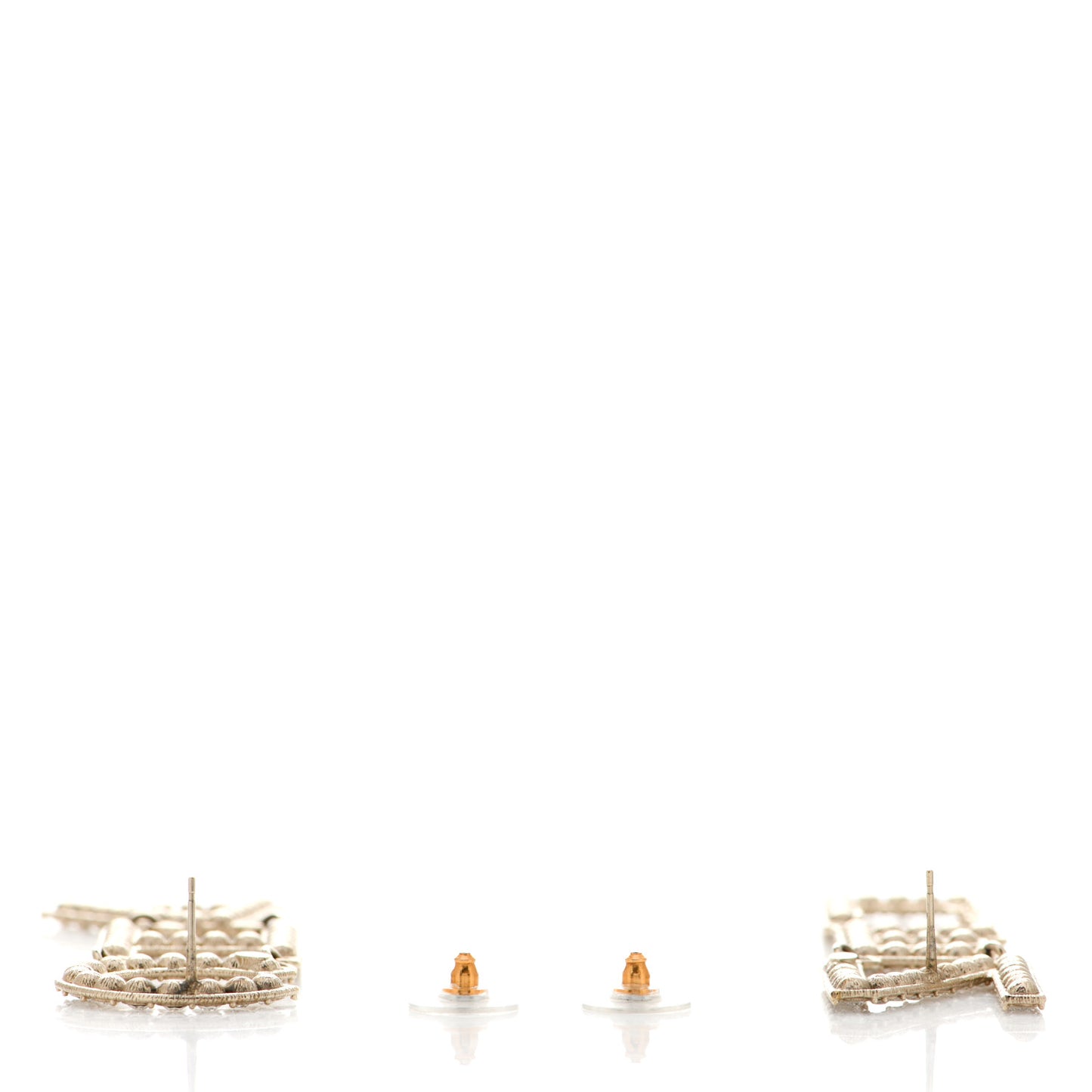 Crystal Cha-Nel Logo Drop Earrings Gold