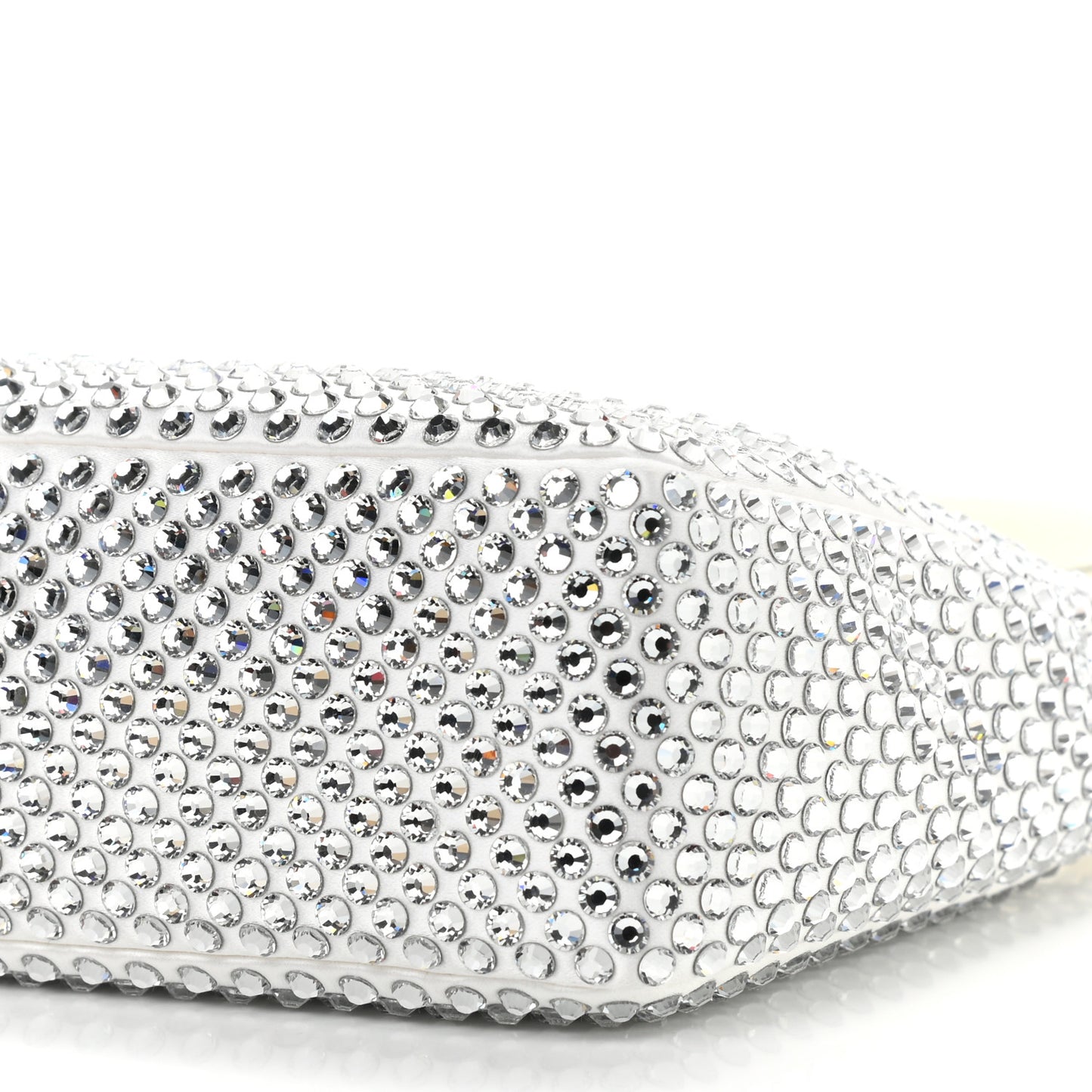 Satin Crystal Mini Re-Edition 2000 Bag White