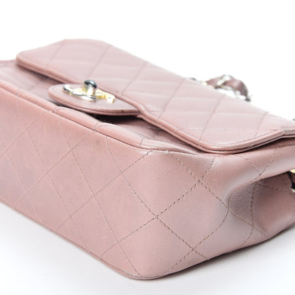 Chanel Metallic Lambskin Quilted Extra Mini Rectangular Flap Pink 9 of 10