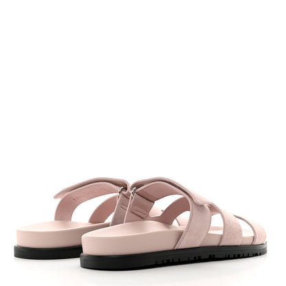 Hermes Suede Goatskin Womens Chypre Sandals 38 Rose Perle 4 of 9