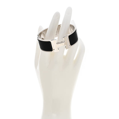 Hermes Enamel Wide Clic Clac H Bracelet GM Black 2 of 6