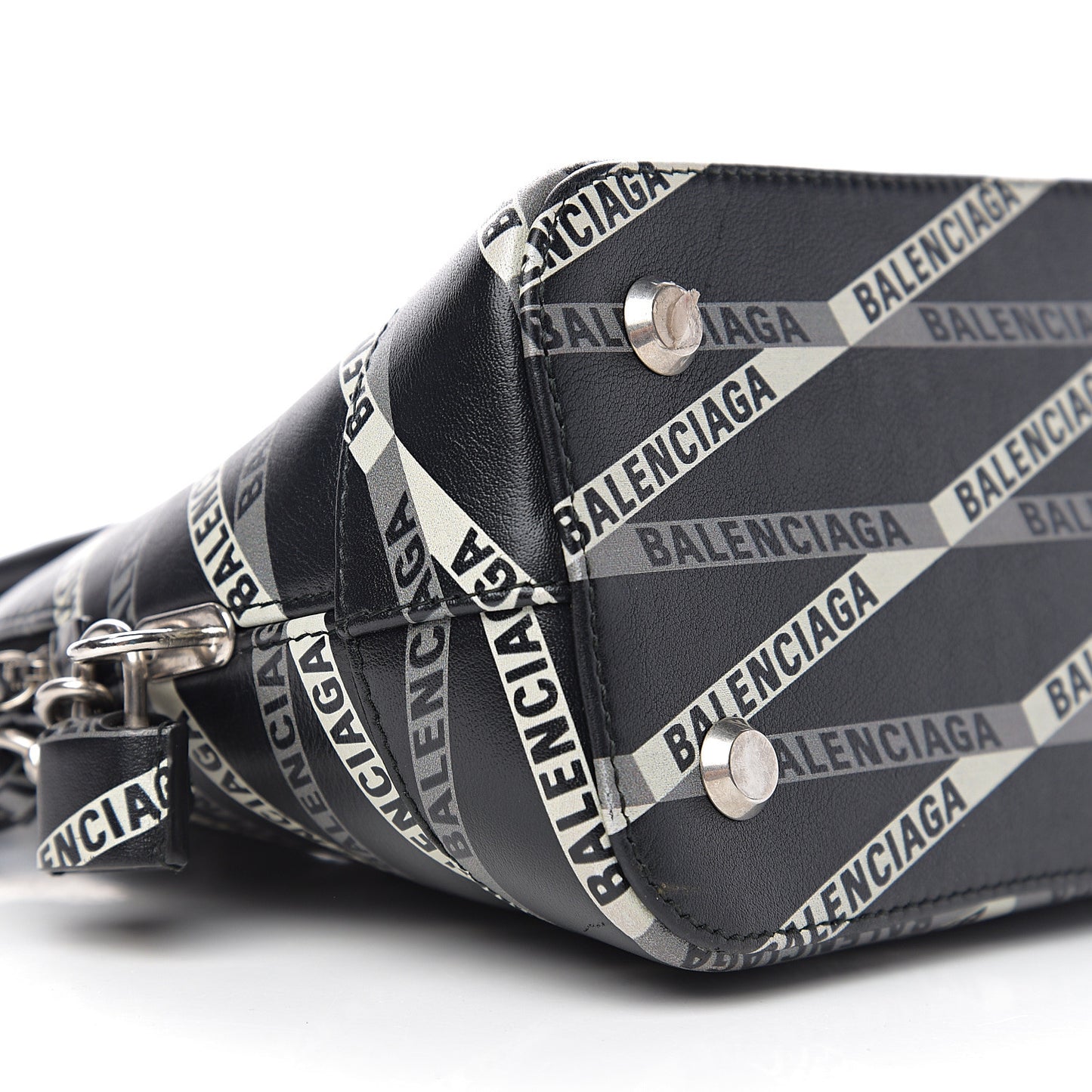 Calfskin Losange Monogram S Ville Top Handle Bag Black Grey