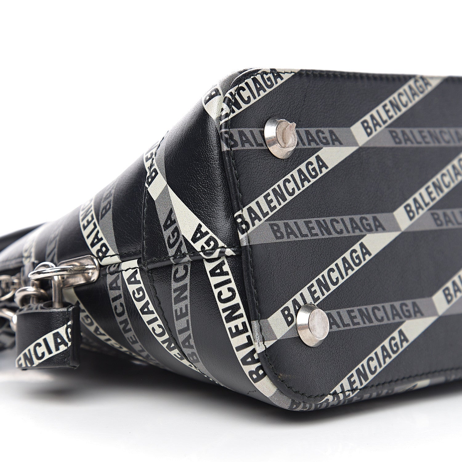 Balenciaga Calfskin Losange Monogram S Ville Top Handle Bag Black Grey 10 of 11