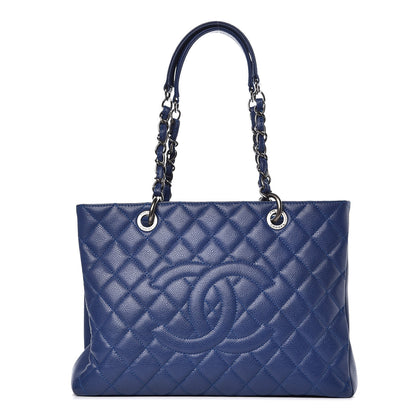 Chanel Caviar Quilted Grand Shopping Tote GST Dark Blue 1 of 12