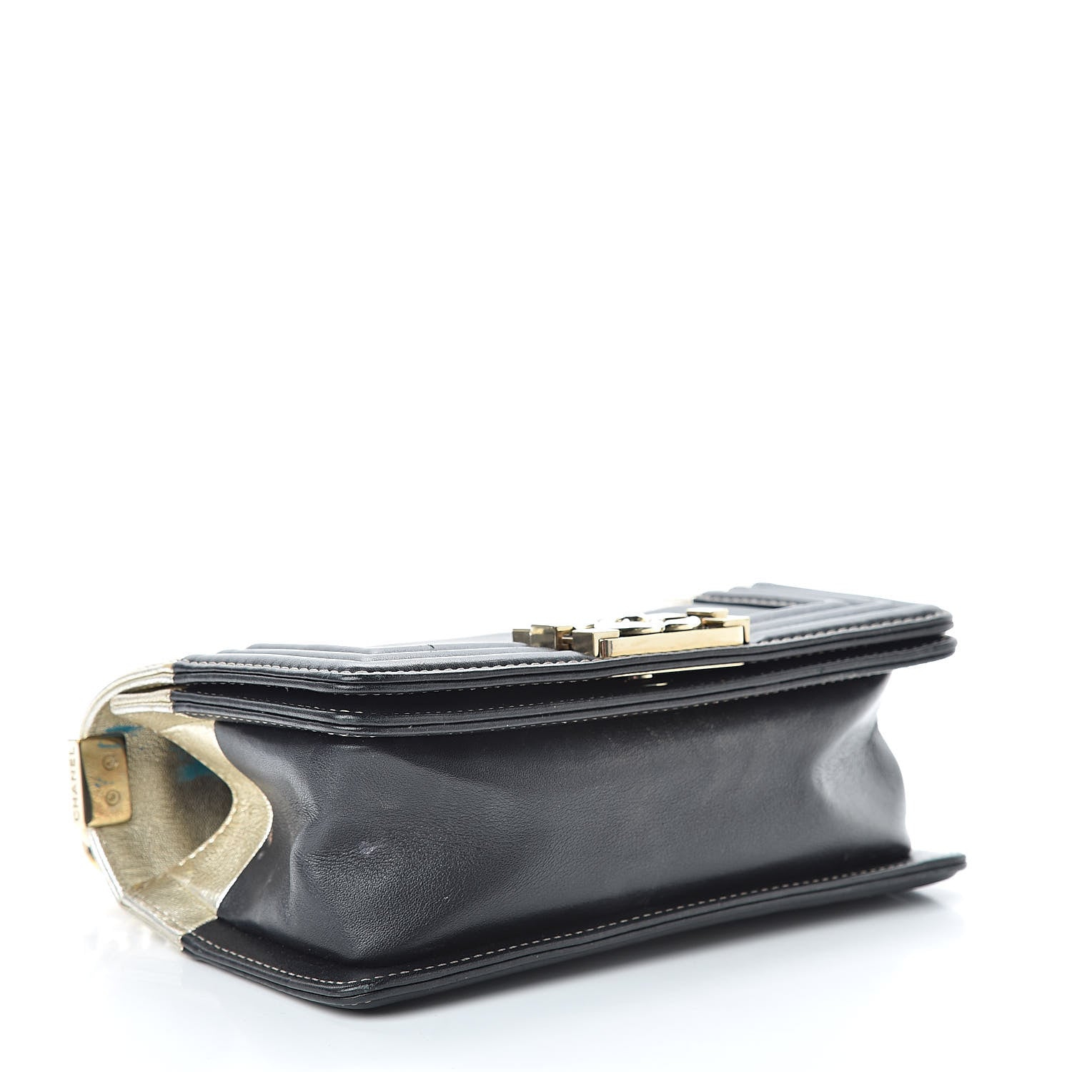 Chanel Metallic Goatskin Calfskin Small Boy Flap Gold Black 4 of 12