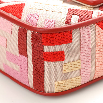 Fendi Canvas Vitello King FF Embroidered Baguette Rosa Quarzo Bloody Mary Multicolor 10 of 10