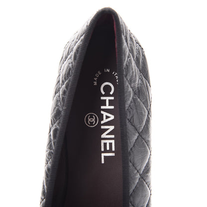 Chanel Aged Calfskin Quilted Cap Toe Ballerina Flats 40.5 Black 6 of 9
