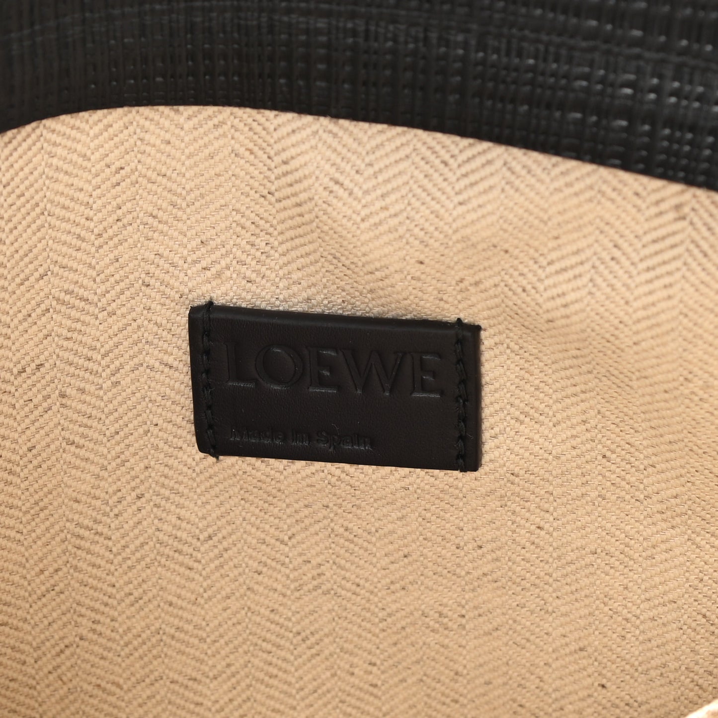 Calfskin Linen Embossed Large T Pouch Black