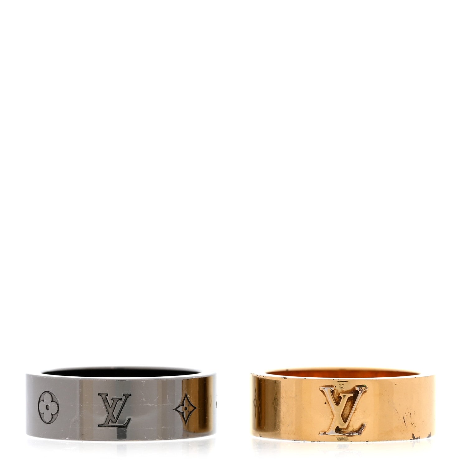 Louis Vuitton Metal LV Instinct Set of 2 Rings L 63 10.25 Silver Gold 1 of 8
