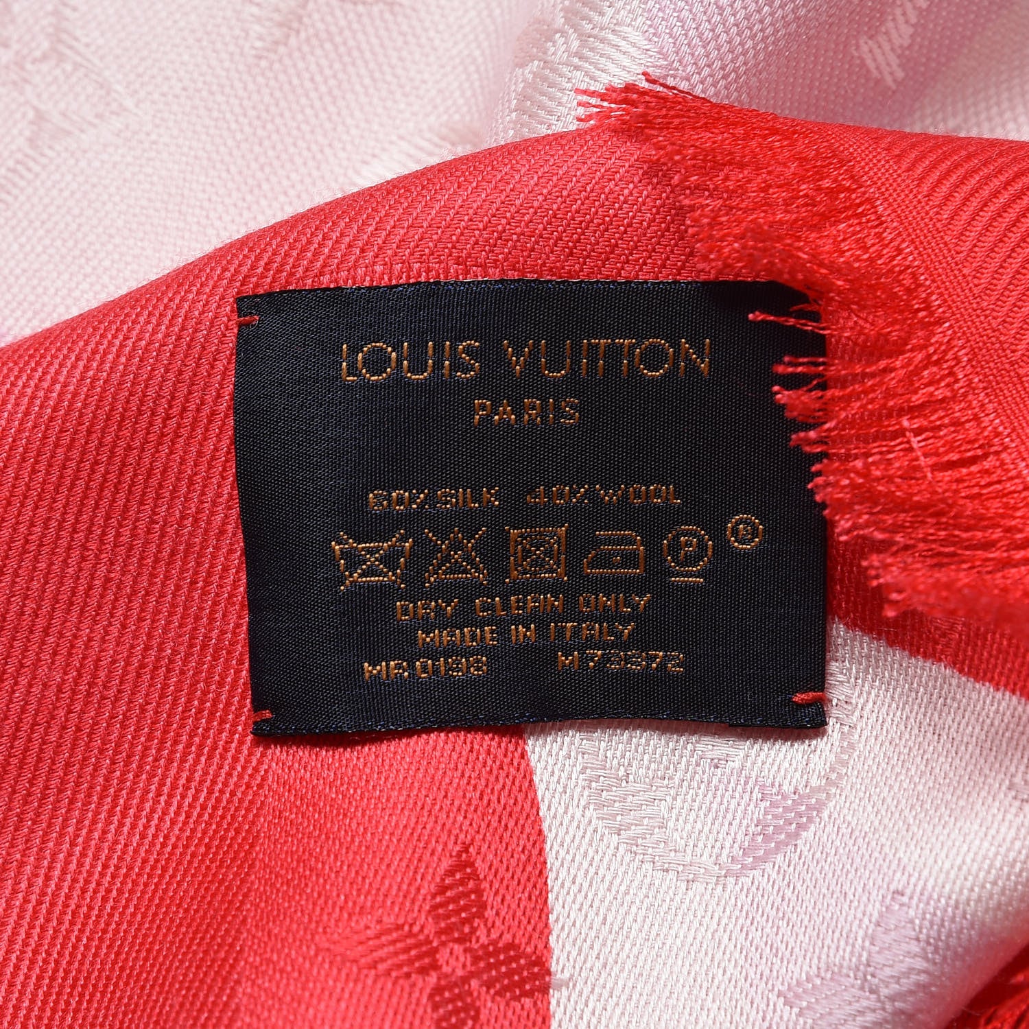 Louis Vuitton Silk Wool Monogram Kaleidogram Shawl Red 5 of 5