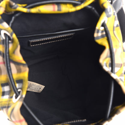 Burberry Calfskin Haymarket Check Graffiti Print Small Rucksack Backpack Yellow 5 of 7