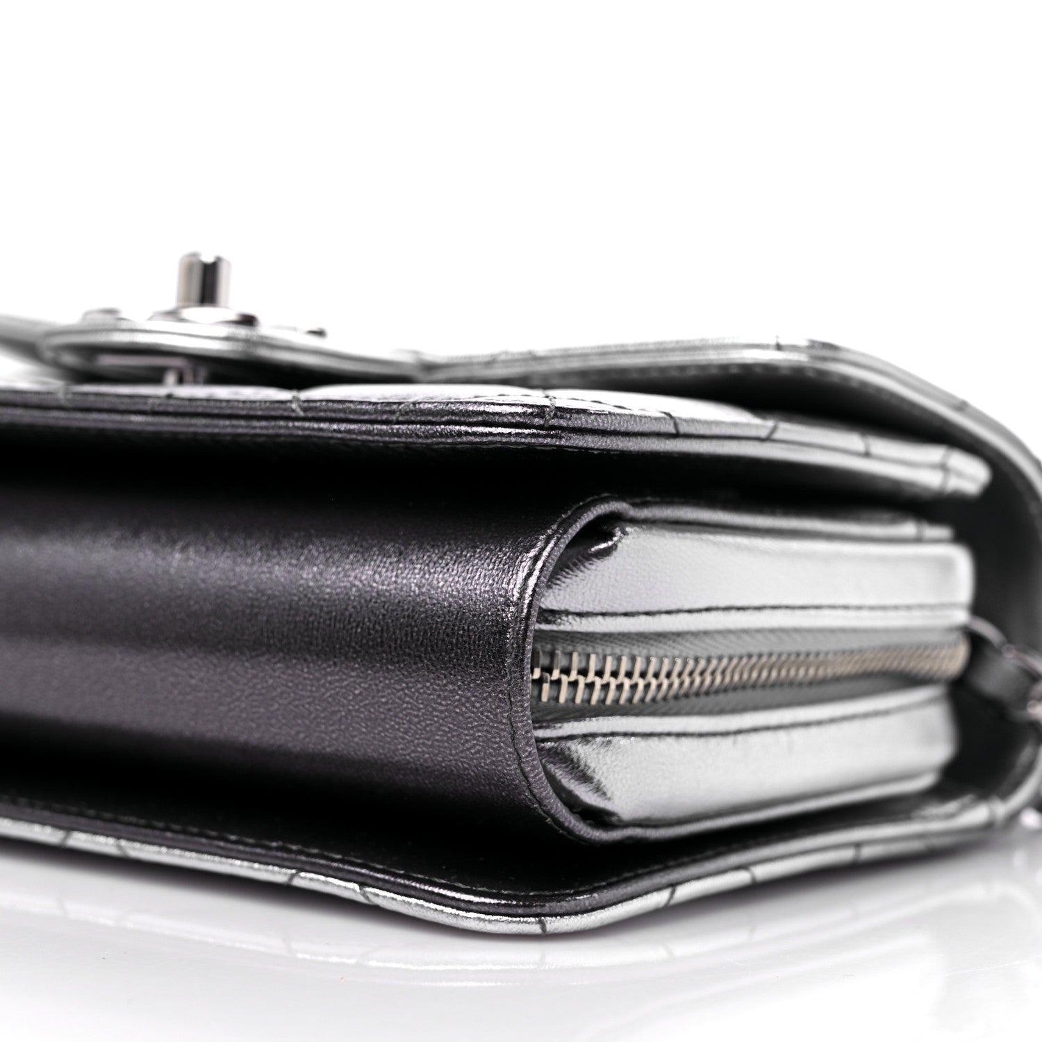 Chanel Metallic Lambskin Like A Wallet Flap Silvery Black 9 of 10